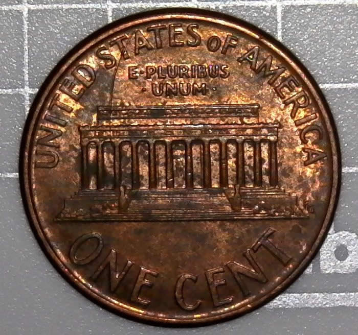 1996-P-Lincoln-Cent-With-Reverse-Struck-Through-Was-Soaked-In-Acetone